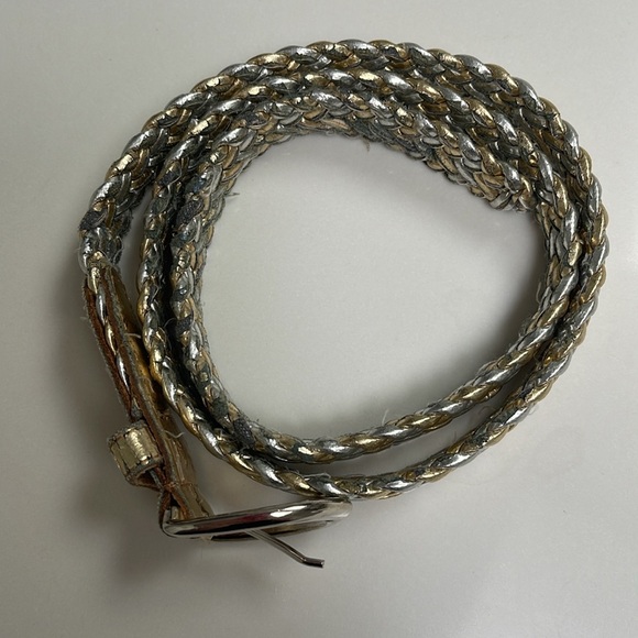 VTG Gold and silver tone braided leather belt (25 in) - Picture 2 of 7